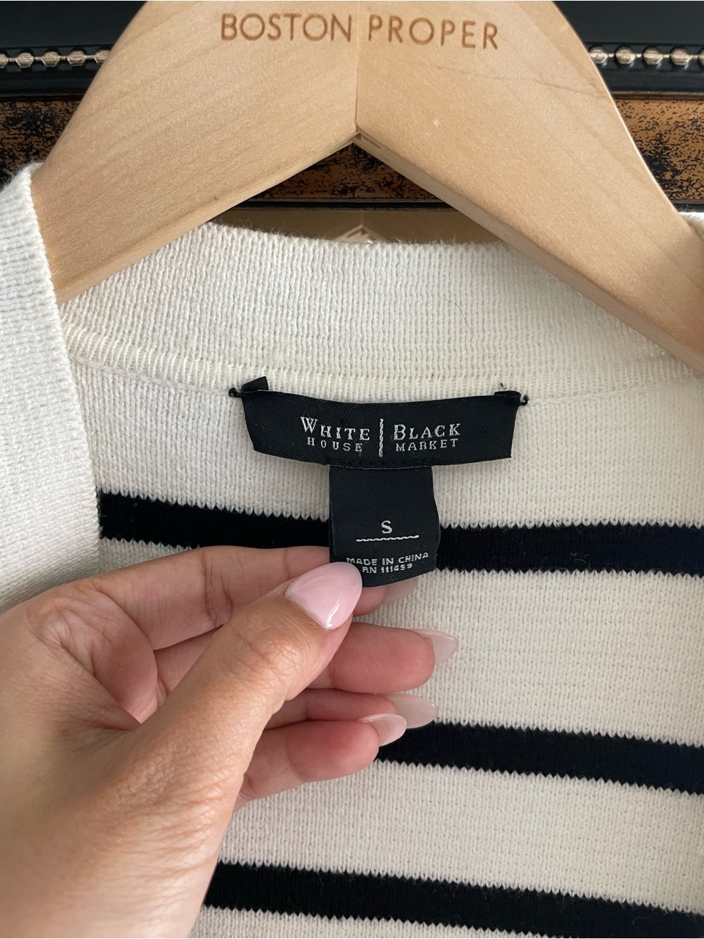 White House Black Market Striped Knit Cardigan Sweater | Black & White | size s - Picture 2 of 3